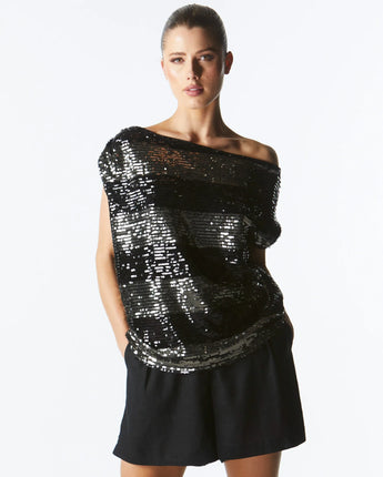 Wild Ones Top Black Gunmetal Sequin