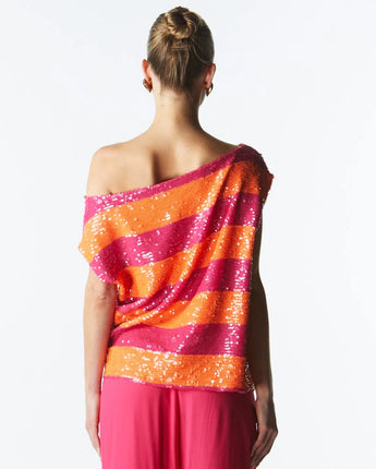 Wild Ones Top Orange Fuchsia Sequin