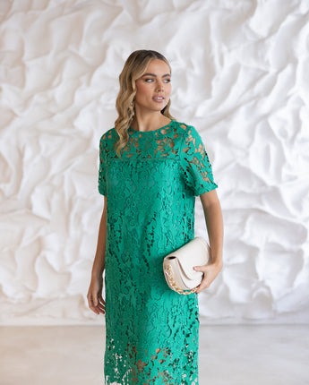 Guipure Lace Dress Emerald