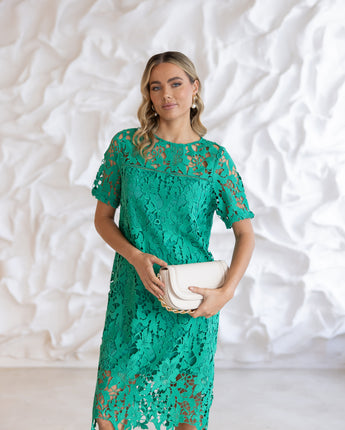 Guipure Lace Dress Emerald