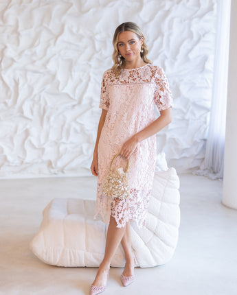 Guipure Lace Dress Ice Pink