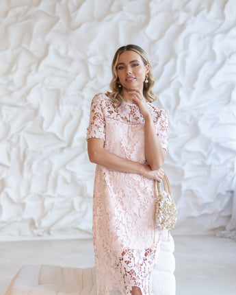 Guipure Lace Dress Ice Pink