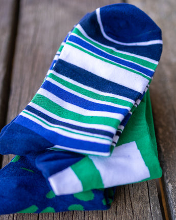 3 Socks in a box - Blue Green Combo