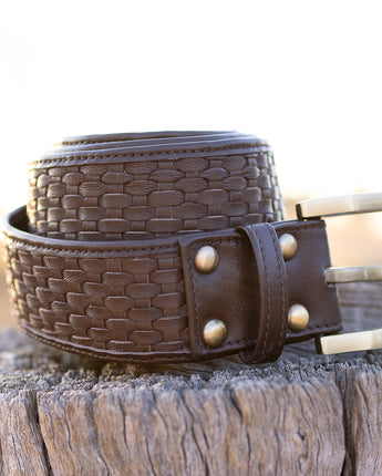 Leather Woven Belt Chocolate
