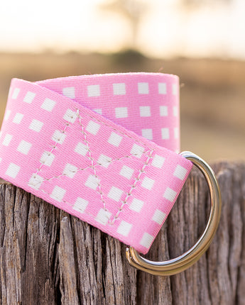 CLEARANCE - Bec Fing Designs Belt Pink Check