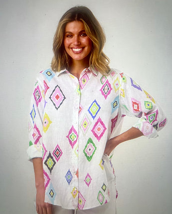 Diamant Linen Boyfriend Shirt