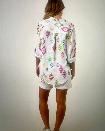 Diamant Linen Boyfriend Shirt