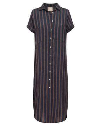 Kia Shirtdress Chestnut Stripe