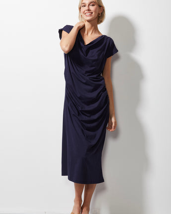 Cowl Dress Navy