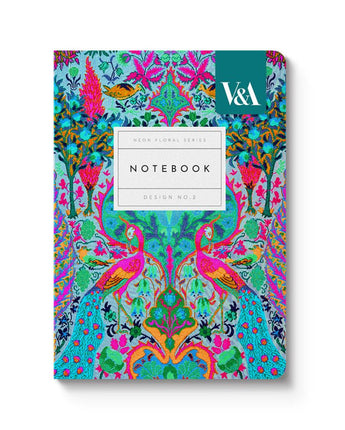 Neon Floral Peacock Notebook A6