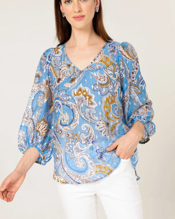 Los Padres Top Blue Paisley