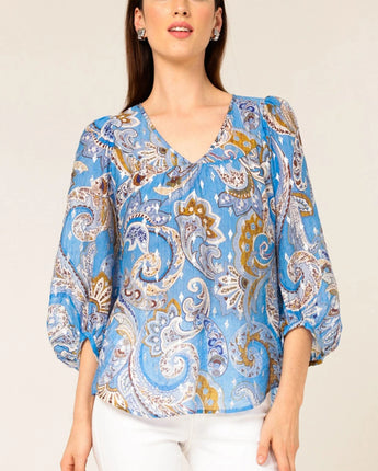 Los Padres Top Blue Paisley