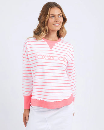 Simplified Stripe Crew Neon Pink